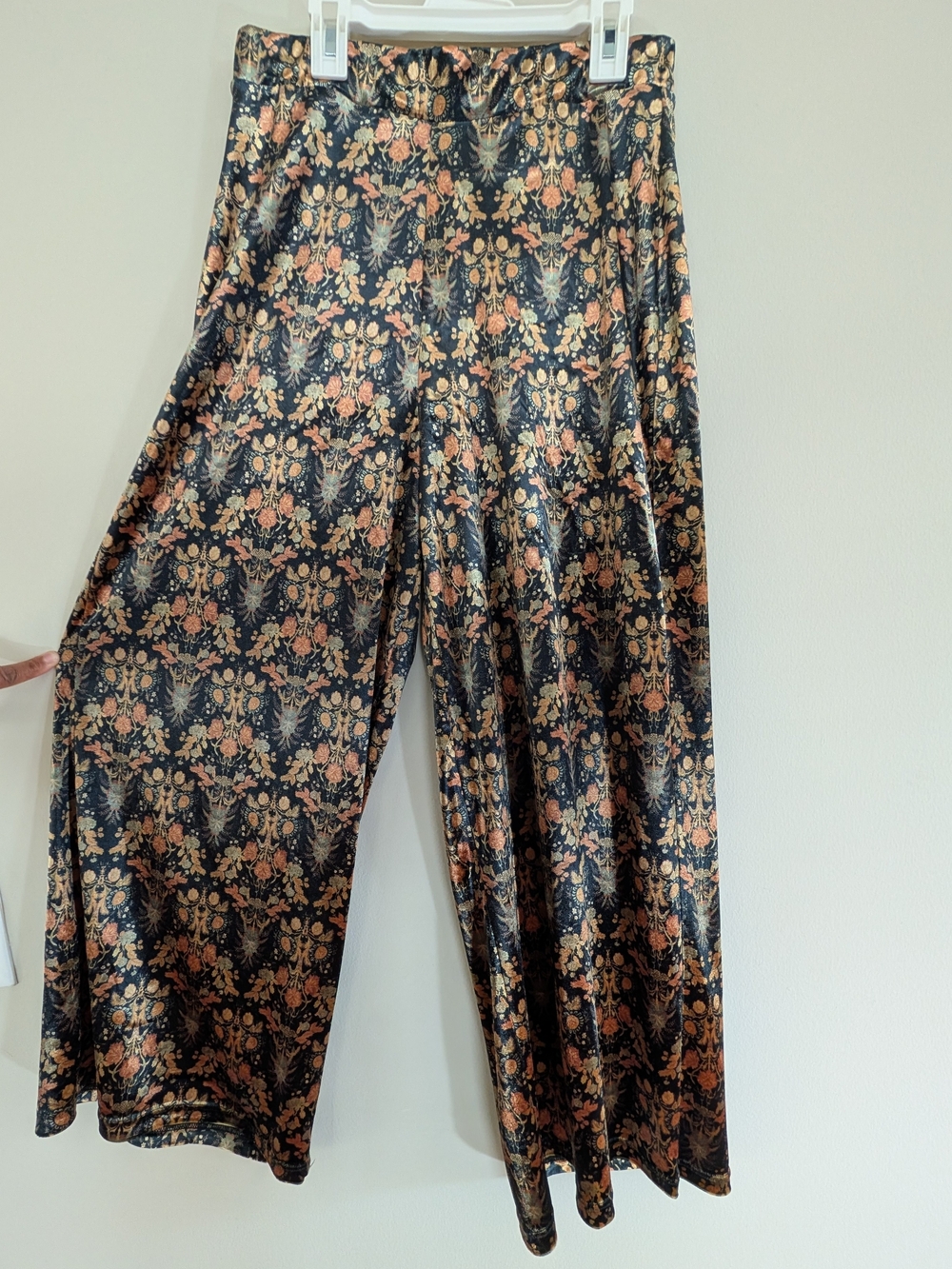 Desigual Velvet Printed Trousers Elastic Waist Size M